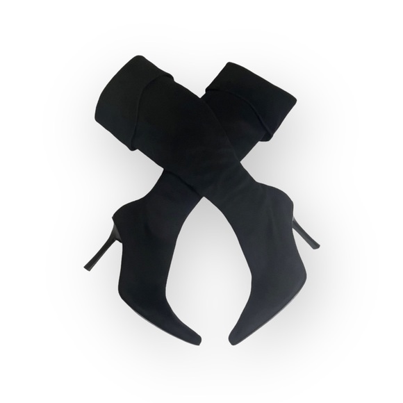 Bebe 𖤐 Over the Knee Stiletto Heeled Pointy Toe Boots 𖤐 Black Vegan Suede 𖤐 - Picture 7 of 16